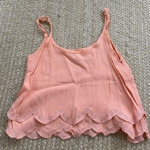 Scalloped Peach Tank Top